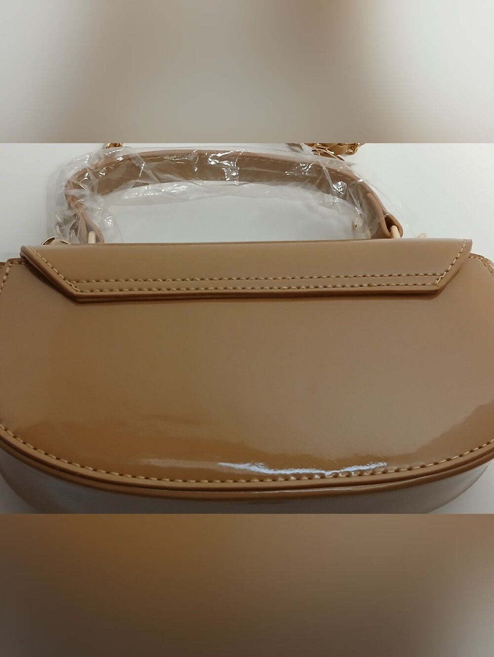 Valentino Orlandi Patent Leather Shoulder Bag Taupe Brand New With Tags - Picture 14 of 17